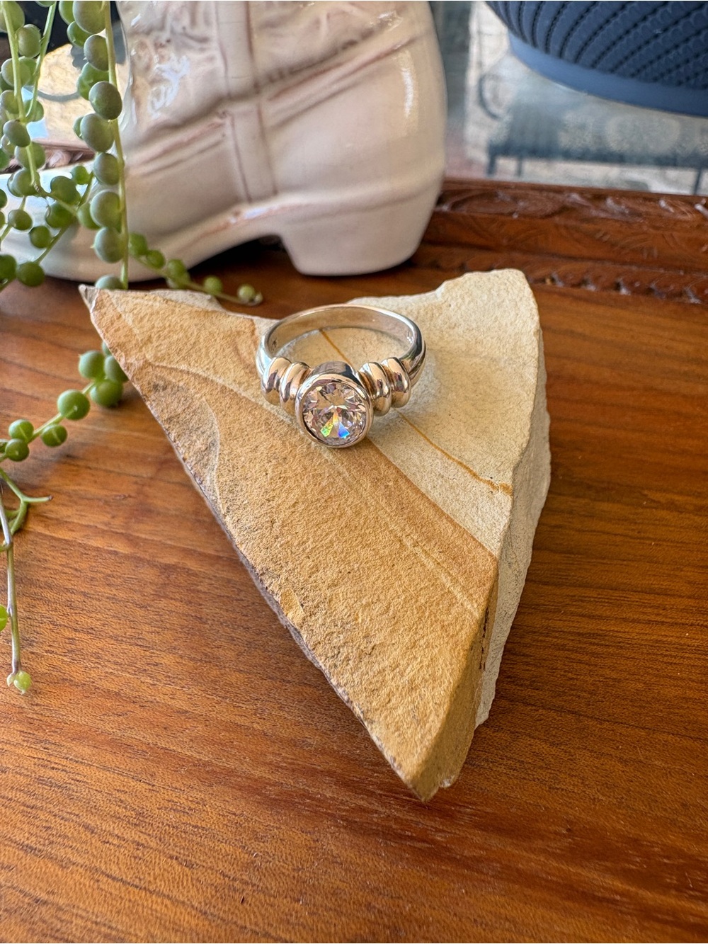 Sterling Silver Cubic Zirconia Solitaire Ring size 7.5 .925